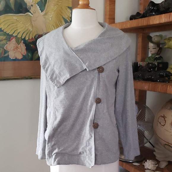Neon Buddha Lightweight Grey Large Collar Jacket Size Large - Picture 1 of 13